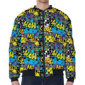 Graffiti Wall Print Zip Sleeve Bomber Jacket
