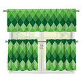 Grass Green Argyle Pattern Print 3 Piece Kitchen Curtains