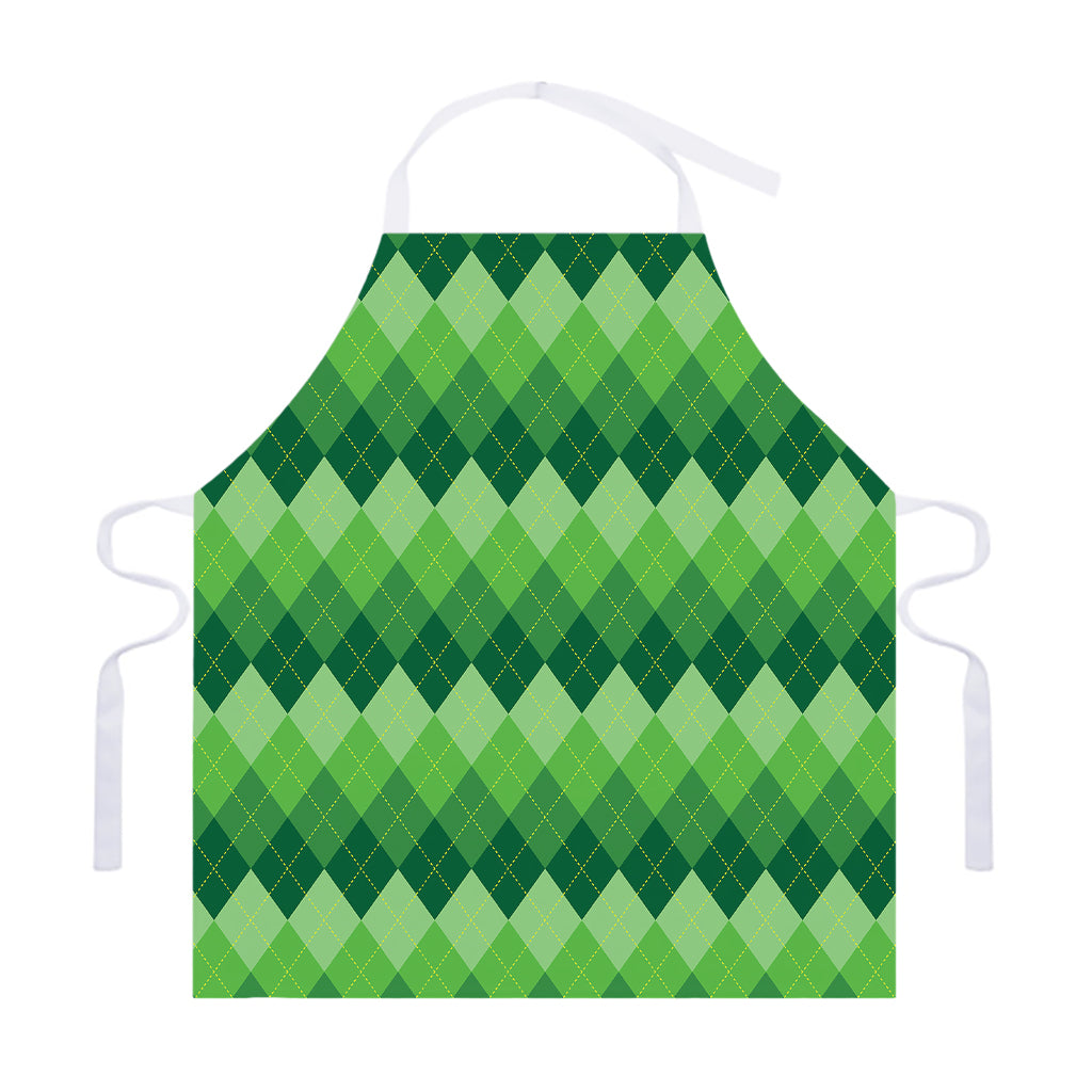 Grass Green Argyle Pattern Print Adjustable Apron