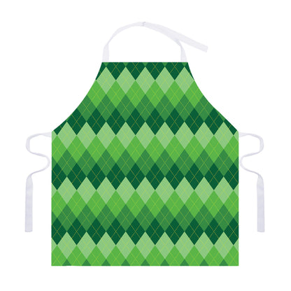 Grass Green Argyle Pattern Print Adjustable Apron
