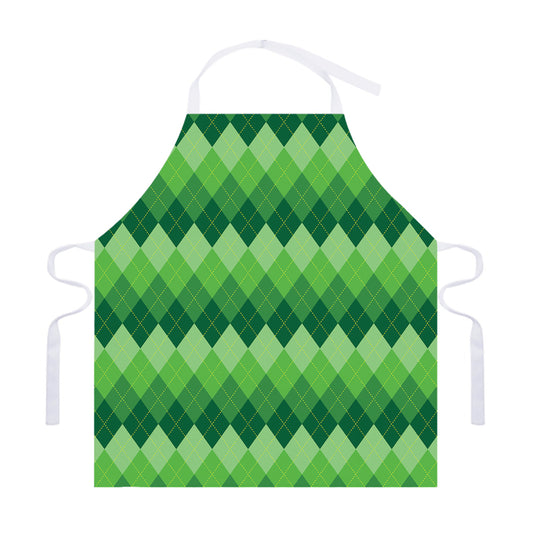 Grass Green Argyle Pattern Print Adjustable Apron
