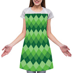 Grass Green Argyle Pattern Print Adjustable Apron