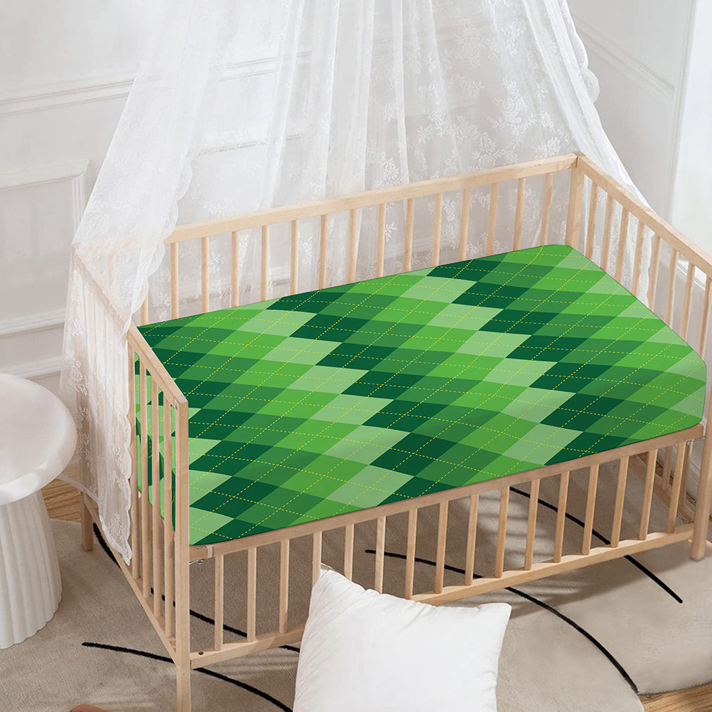 Grass Green Argyle Pattern Print Baby Crib Sheet