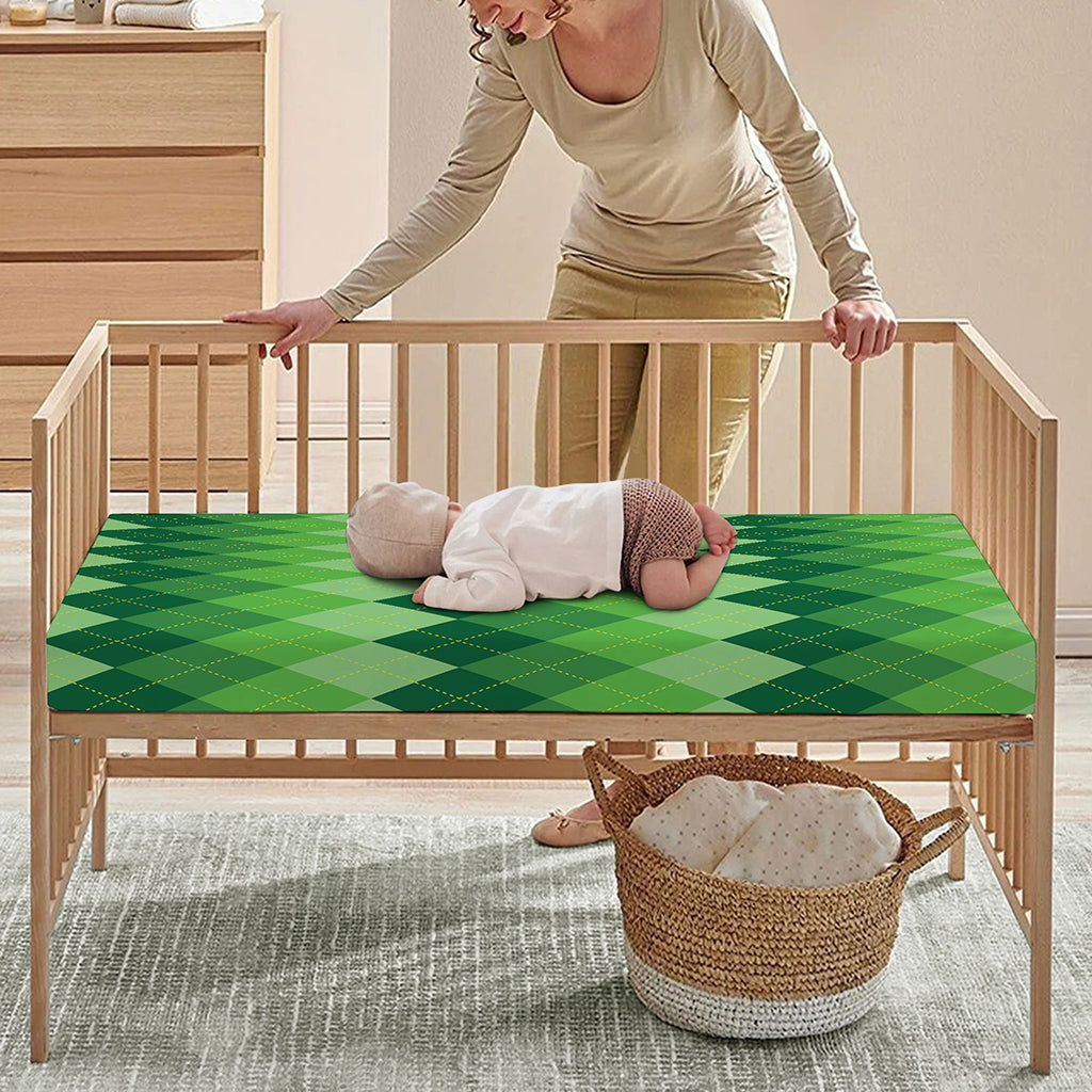 Grass Green Argyle Pattern Print Baby Crib Sheet
