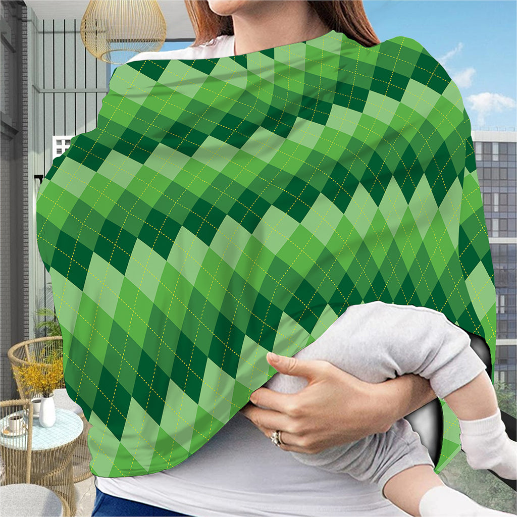 Grass Green Argyle Pattern Print Baby Seat Cover