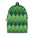 Grass Green Argyle Pattern Print School Backpack