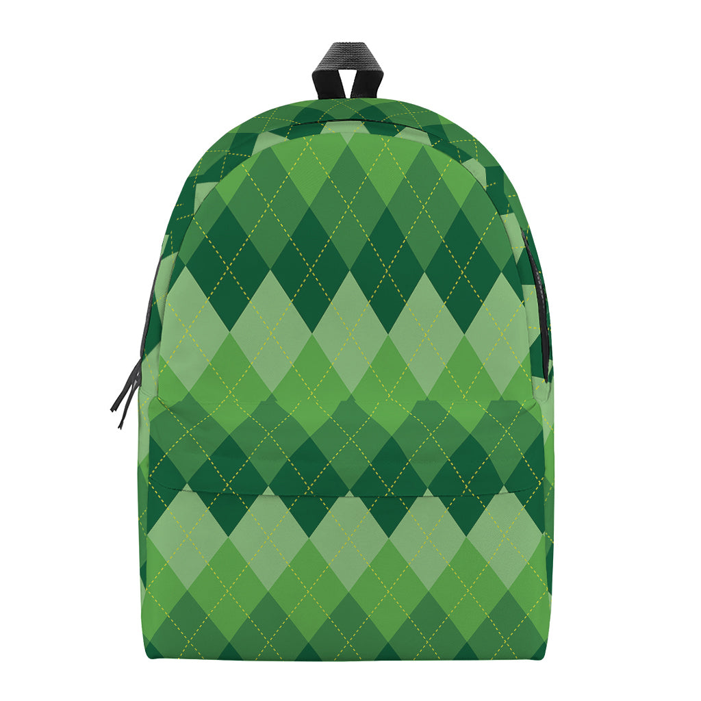 Grass Green Argyle Pattern Print Backpack