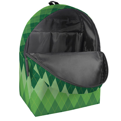Grass Green Argyle Pattern Print Backpack