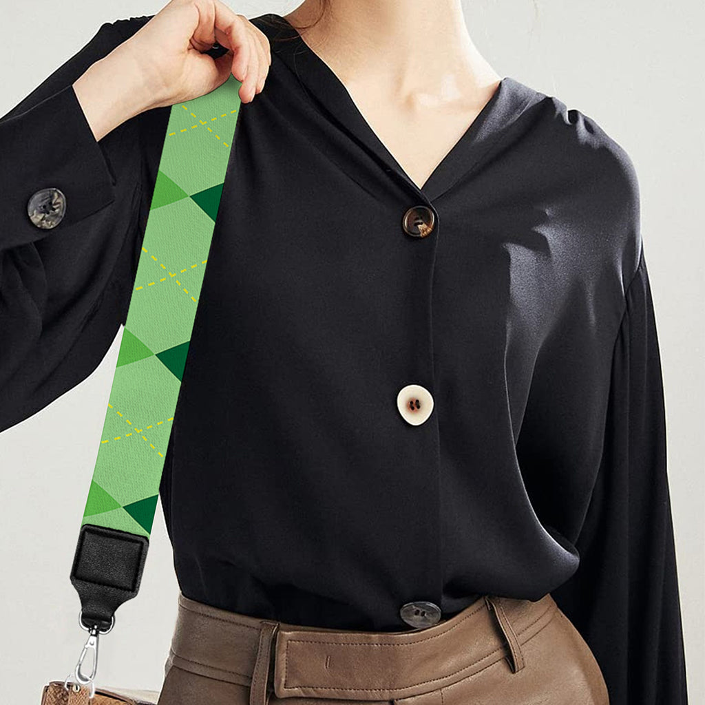 Grass Green Argyle Pattern Print Bag Strap