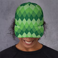Grass Green Argyle Pattern Print Baseball Cap