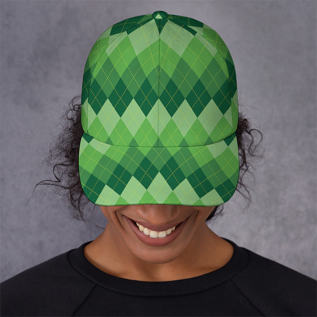 Grass Green Argyle Pattern Print Baseball Cap