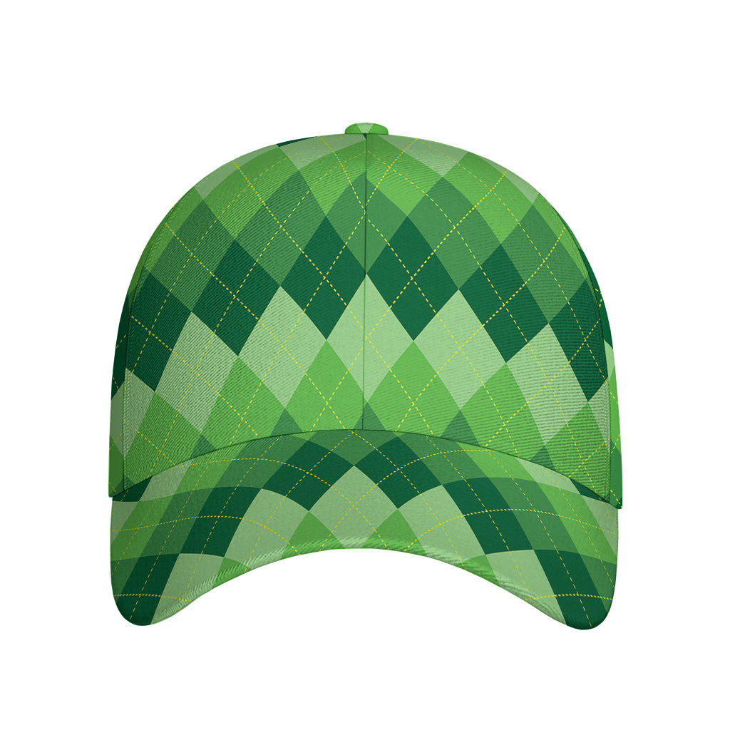 Grass Green Argyle Pattern Print Baseball Cap