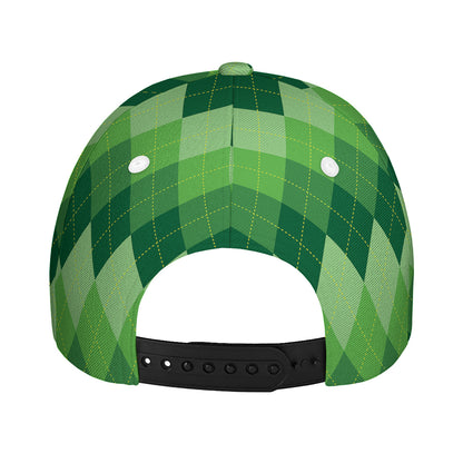 Grass Green Argyle Pattern Print Baseball Cap