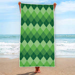 Grass Green Argyle Pattern Print Beach Towel