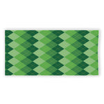 Grass Green Argyle Pattern Print Beach Towel
