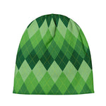 Grass Green Argyle Pattern Print Beanie