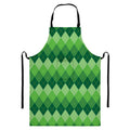 Grass Green Argyle Pattern Print Bib Apron With Pocket