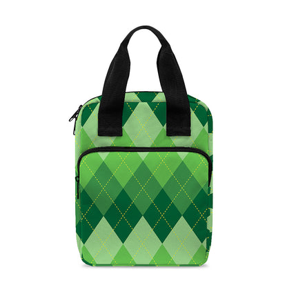 Grass Green Argyle Pattern Print Bible Tote Bag