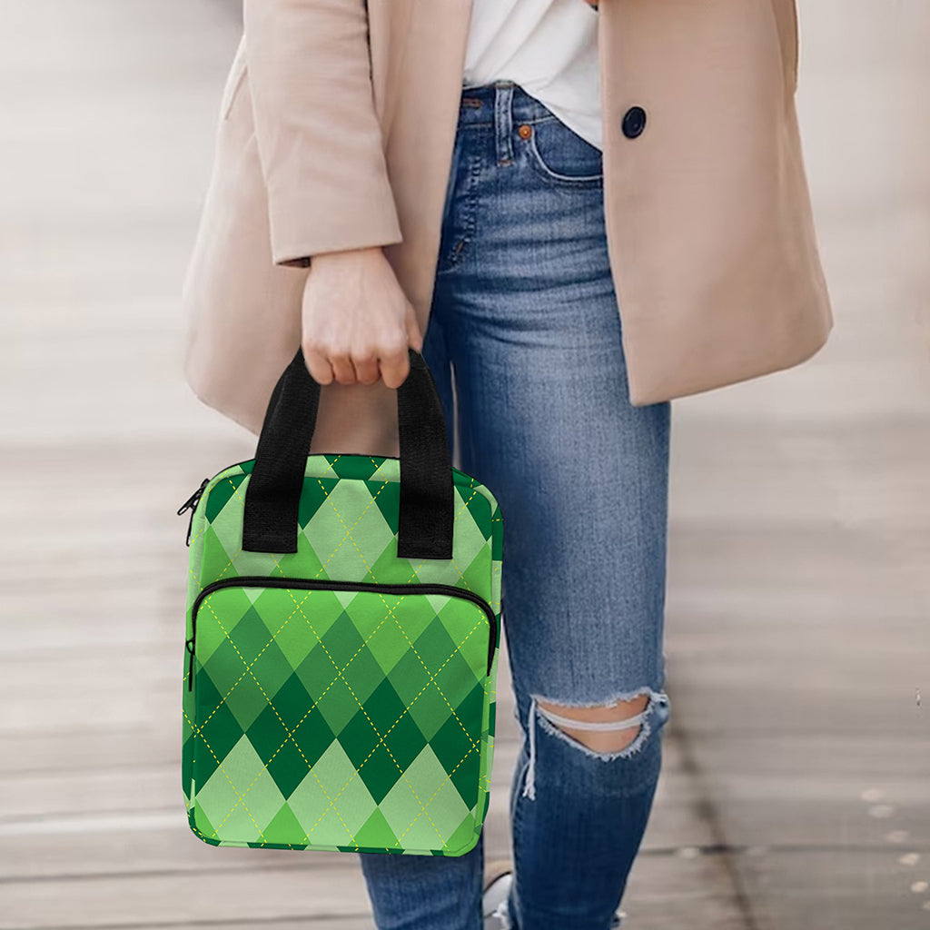 Grass Green Argyle Pattern Print Bible Tote Bag