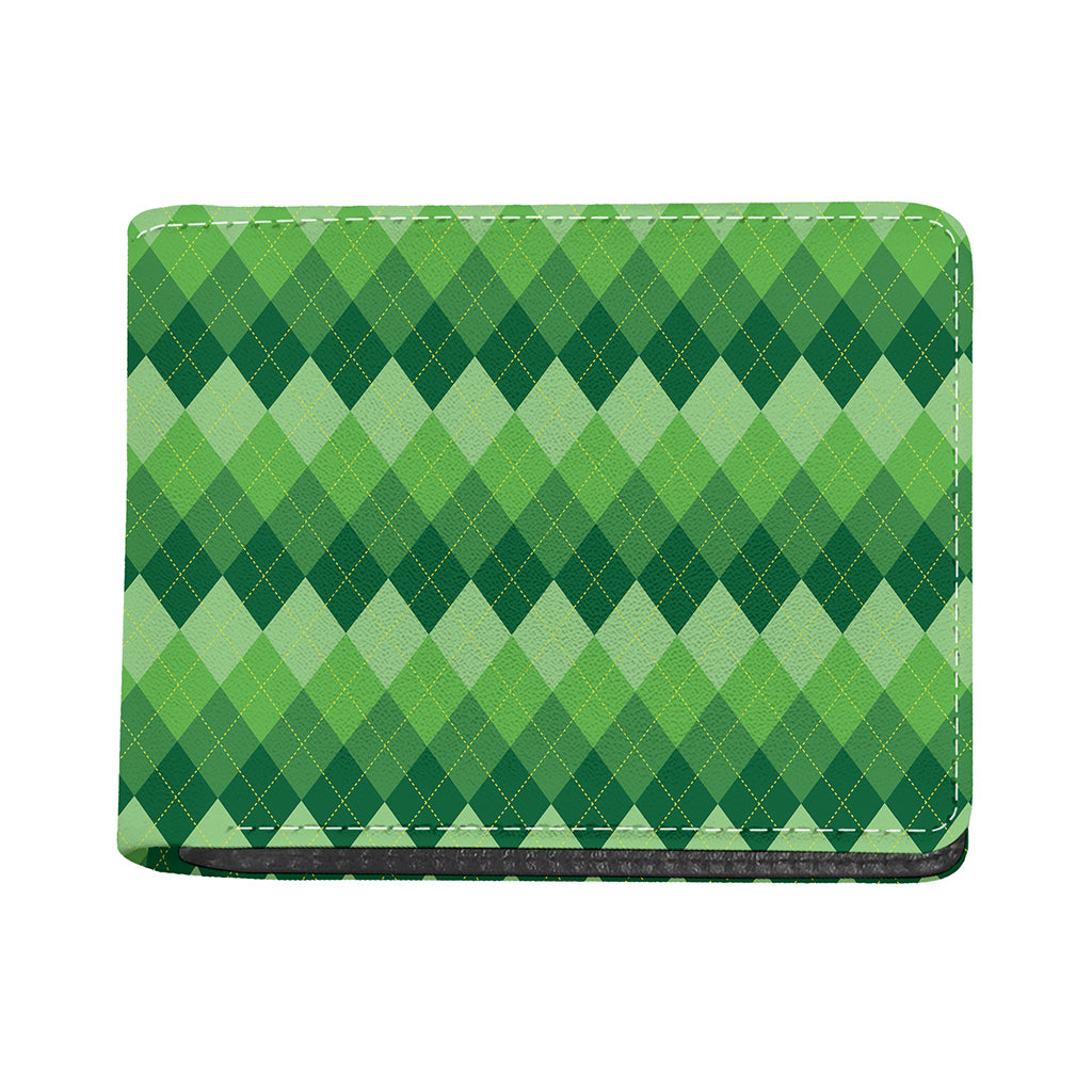 Grass Green Argyle Pattern Print Bifold Wallet
