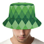 Grass Green Argyle Pattern Print Bucket Hat