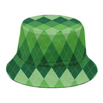 Grass Green Argyle Pattern Print Bucket Hat