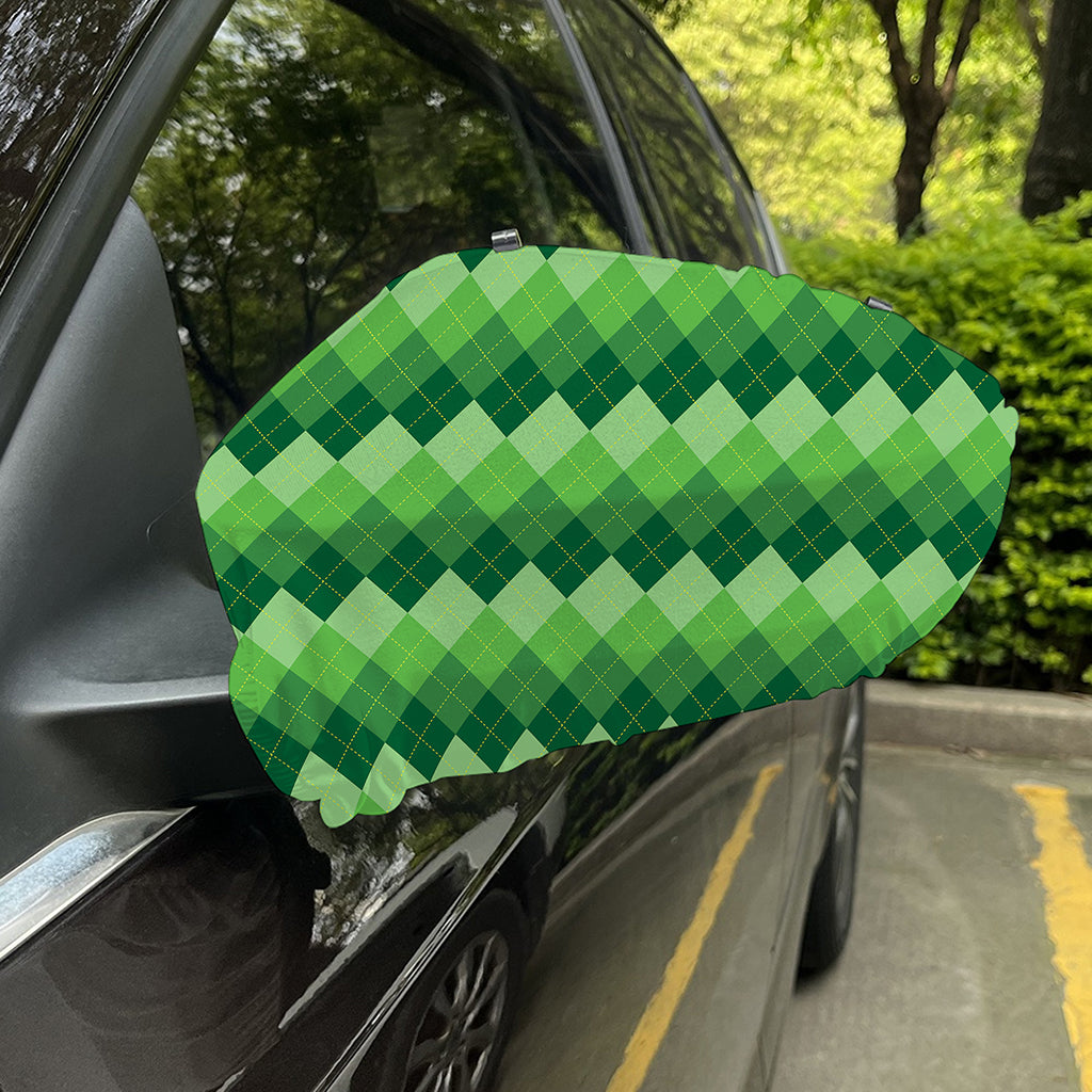 Grass Green Argyle Pattern Print Car Side Mirror Covers