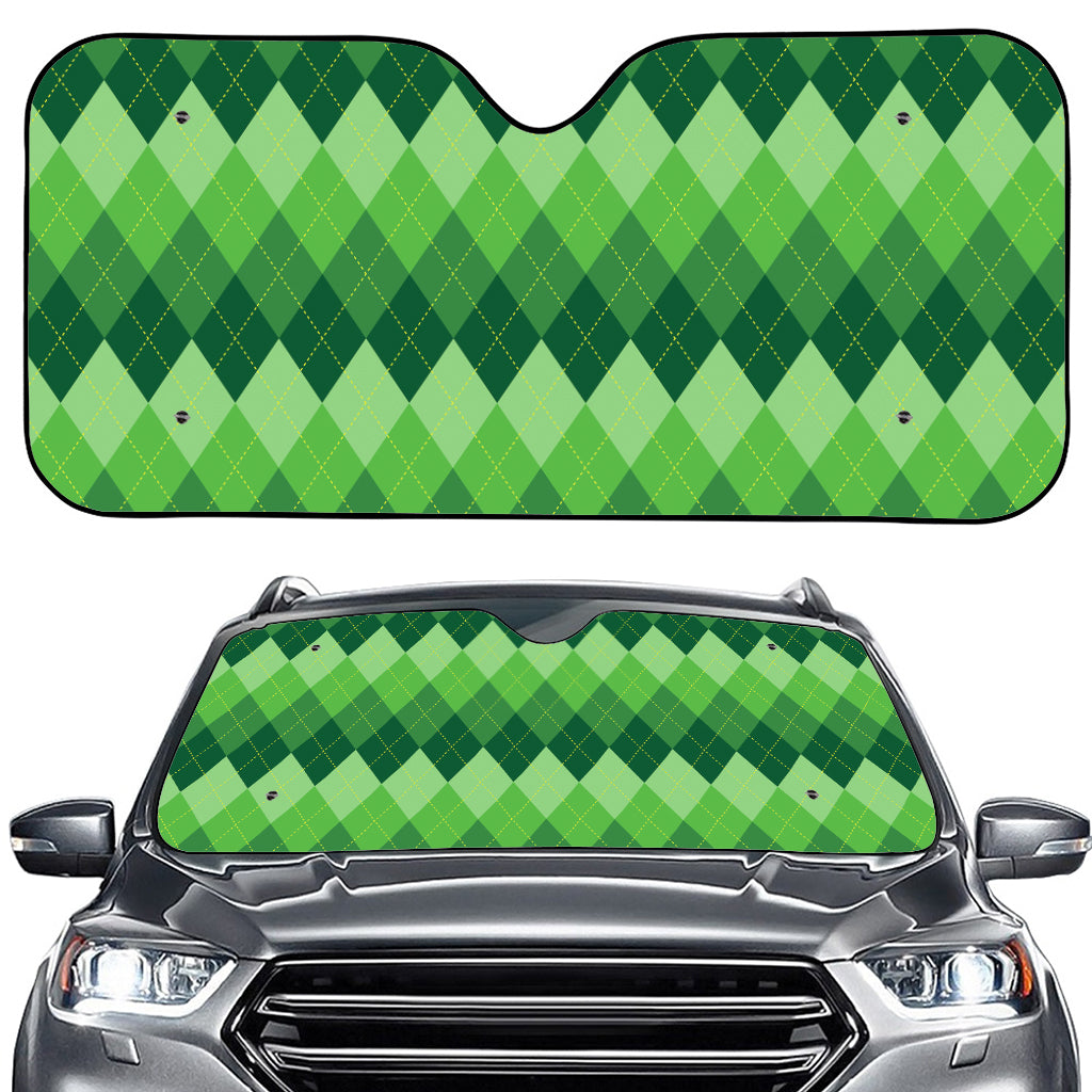 Grass Green Argyle Pattern Print Car Windshield Sun Shade