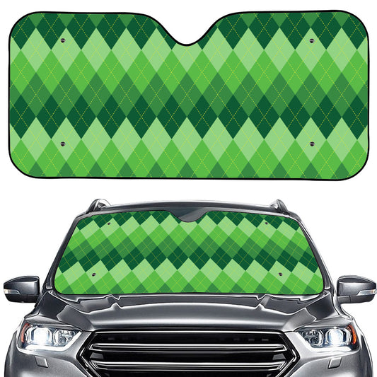 Grass Green Argyle Pattern Print Car Windshield Sun Shade