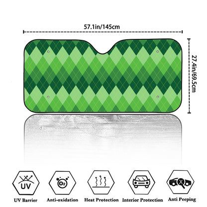 Grass Green Argyle Pattern Print Car Windshield Sun Shade
