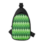 Grass Green Argyle Pattern Print Chest Bag