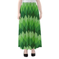 Grass Green Argyle Pattern Print Chiffon Maxi Skirt