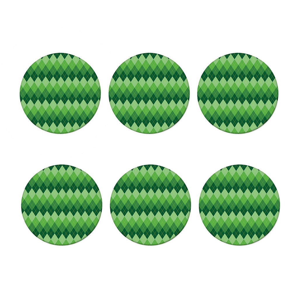 Grass Green Argyle Pattern Print Coaster Set