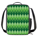 Grass Green Argyle Pattern Print Crossbody Lunch Bag