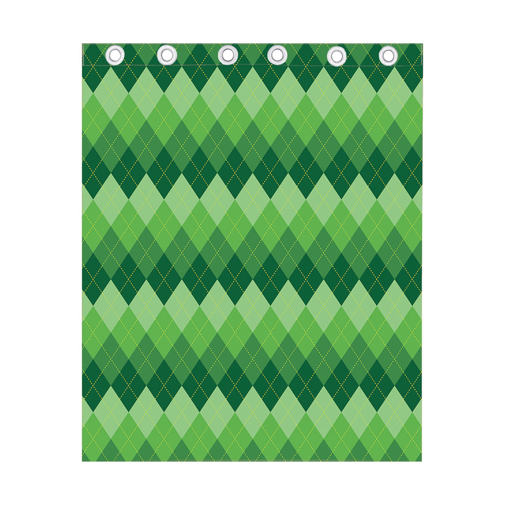 Grass Green Argyle Pattern Print Curtain