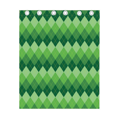 Grass Green Argyle Pattern Print Curtain