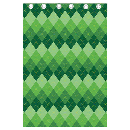 Grass Green Argyle Pattern Print Curtain