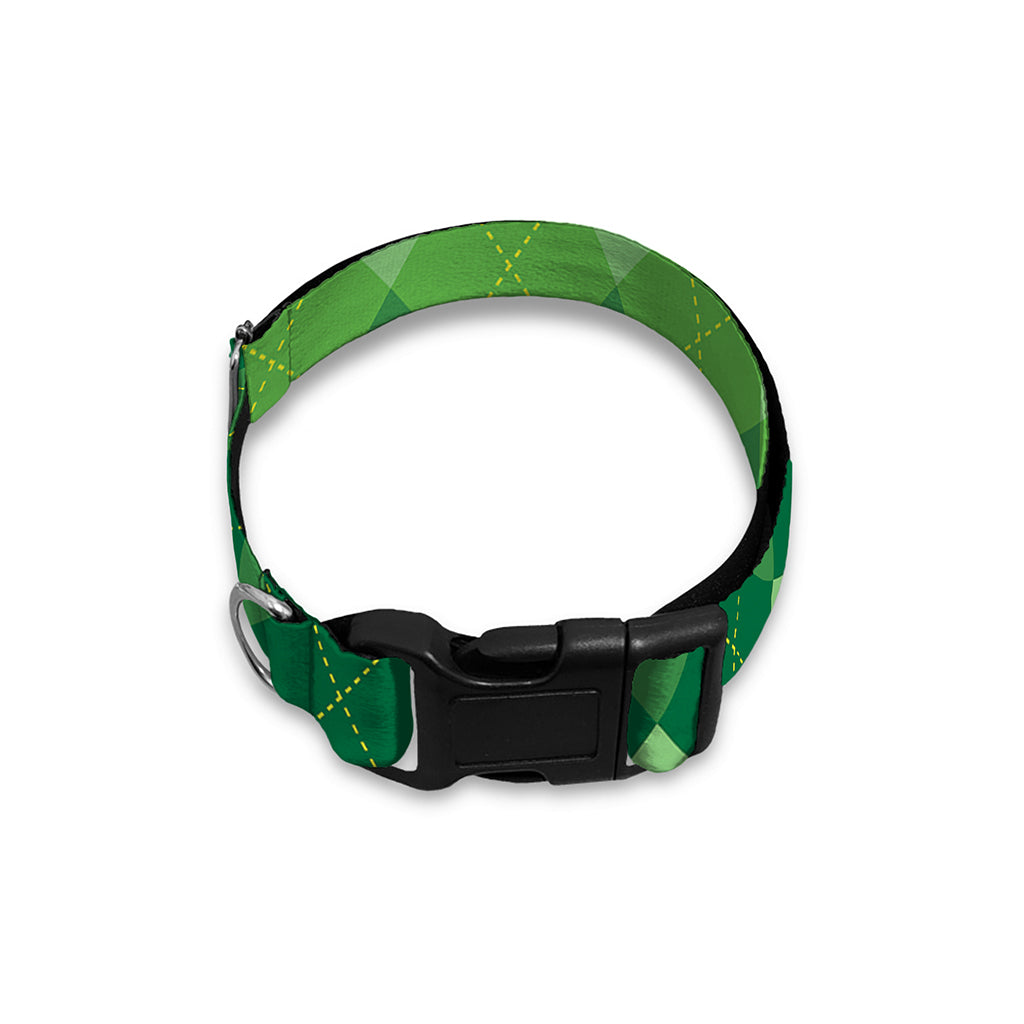Grass Green Argyle Pattern Print Dog Collar