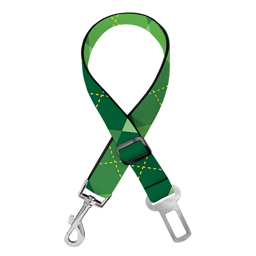 Grass Green Argyle Pattern Print Dog Seat Belt
