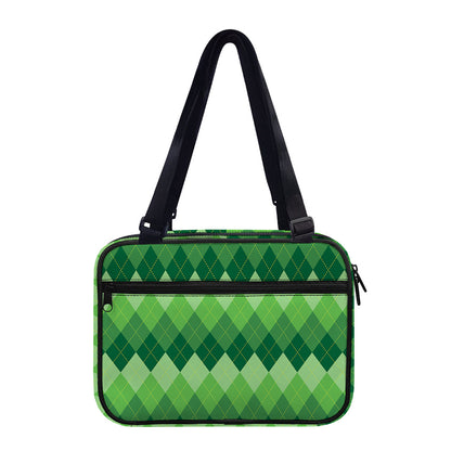 Grass Green Argyle Pattern Print Double Strap Bible Bag