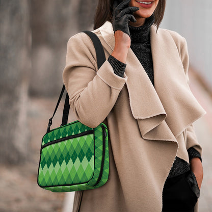 Grass Green Argyle Pattern Print Double Strap Bible Bag