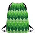 Grass Green Argyle Pattern Print Drawstring Backpack