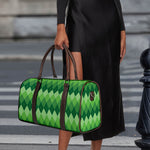 Grass Green Argyle Pattern Print Duffle Bag