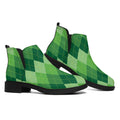 Grass Green Argyle Pattern Print Flat Ankle Boots