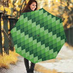 Grass Green Argyle Pattern Print Foldable Umbrella