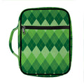 Grass Green Argyle Pattern Print Front Pocket Bible Bag
