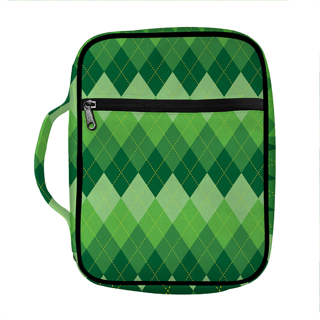 Grass Green Argyle Pattern Print Front Pocket Bible Bag