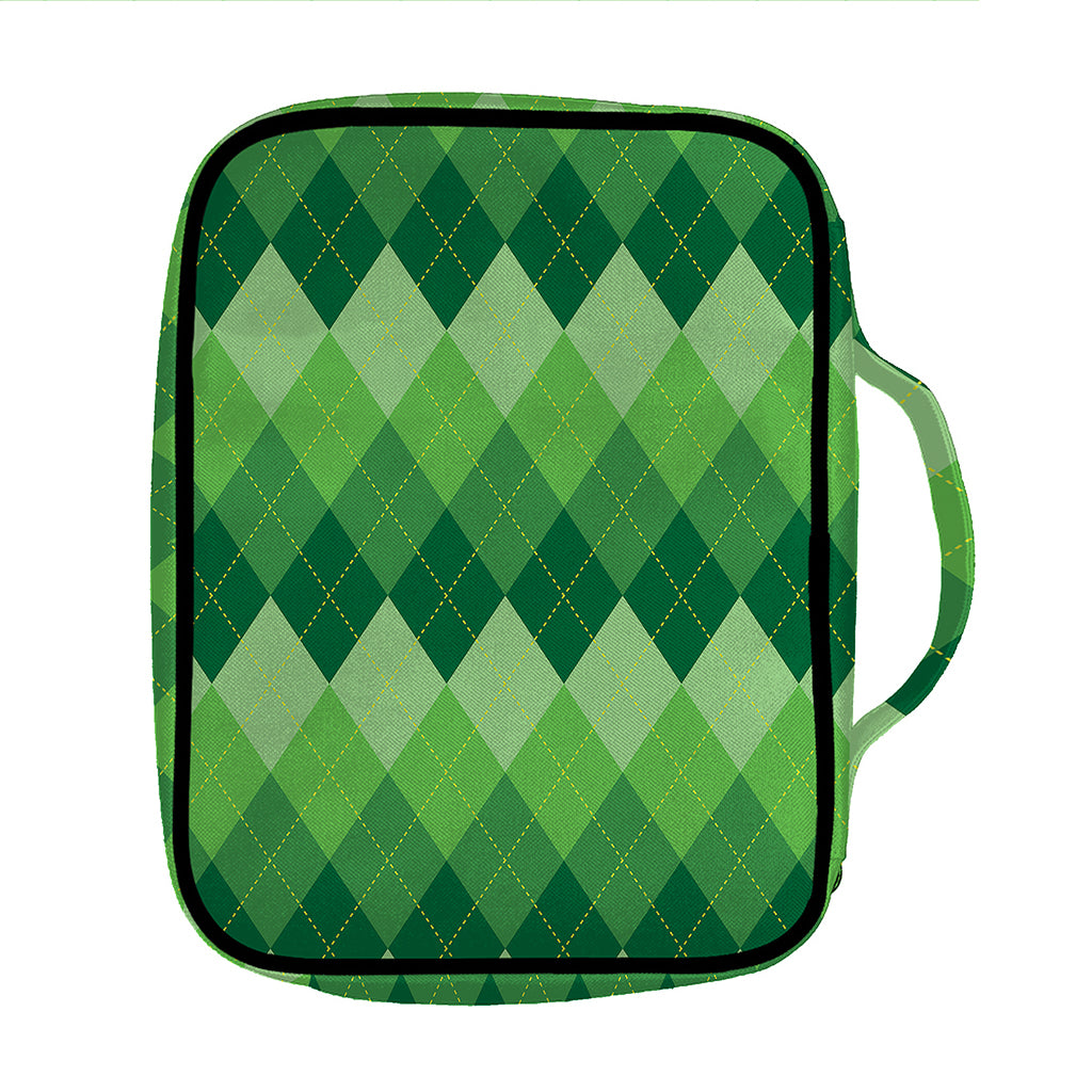 Grass Green Argyle Pattern Print Front Pocket Bible Bag