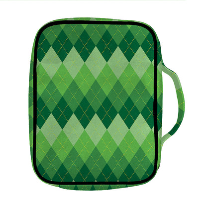 Grass Green Argyle Pattern Print Front Pocket Bible Bag