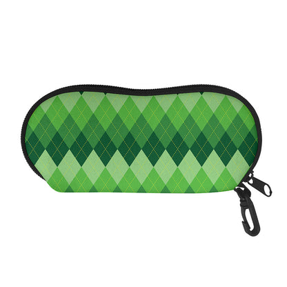 Grass Green Argyle Pattern Print Glasses Case